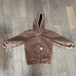 Carhartt Quilted Lined Hooded Jacket Boys Small (7-8) Full Zip Coat